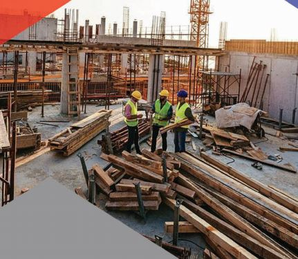 Construction site and workers
